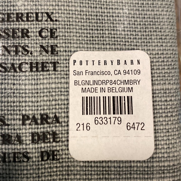 Pottery Barn Belgian Linen Curtain 50x84" - Picture 7 of 7